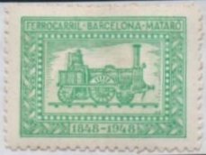 1948 Centenary Centenario Barcelona-Mataro Railway Ferrocarril FFCC sellos postales stamps Spain 